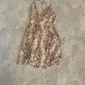Entro Snake Print Dress - Brown and Tan